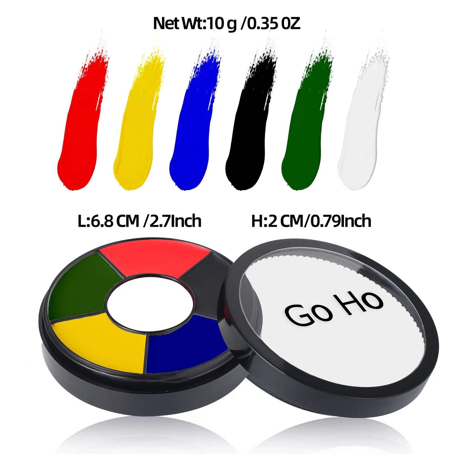 Go Ho 6 Colors Face Body Paint for Game Day 2026,White &Black &Red&Yellow&Green&Royal Blue Face Paint,Waterproof Professional USA Flag Face Painting,Halloween Cosplay SFX Makeup Palette