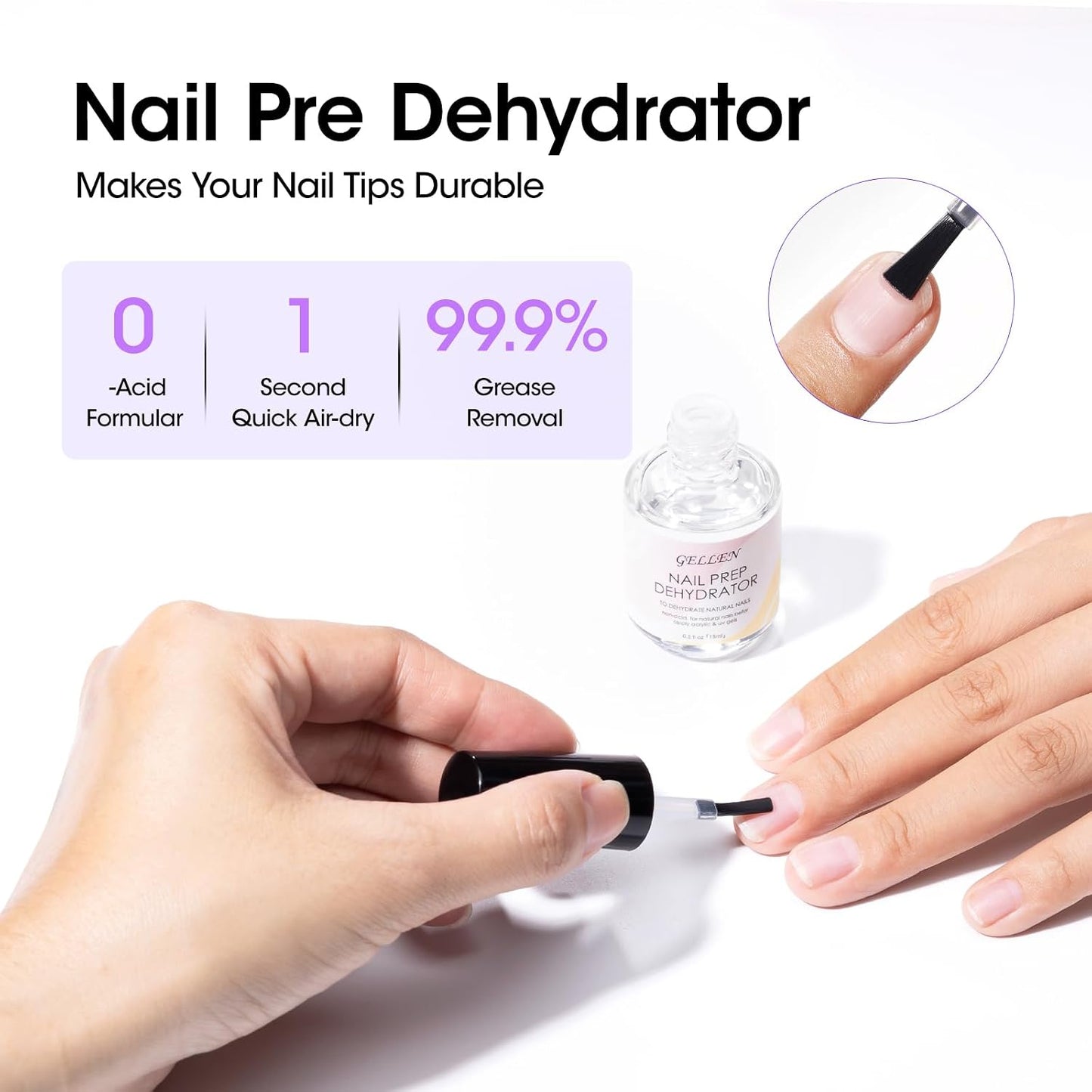 Gellen Gel Nail Glue - Strong Adhesive for False Nail Tips | 15ml Acid-Free Dehydrator