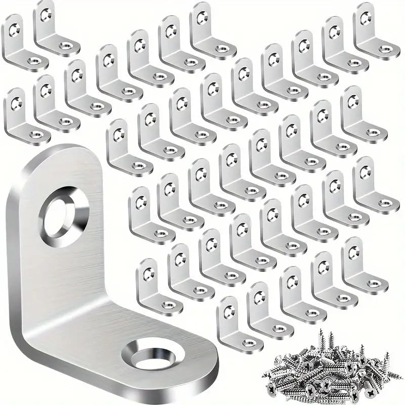 Corner Bracket Set - 10pcs Heavy-Duty Brackets with Screws for Wooden Furniture | Ideal for Chairs, Drawers, Cabinets