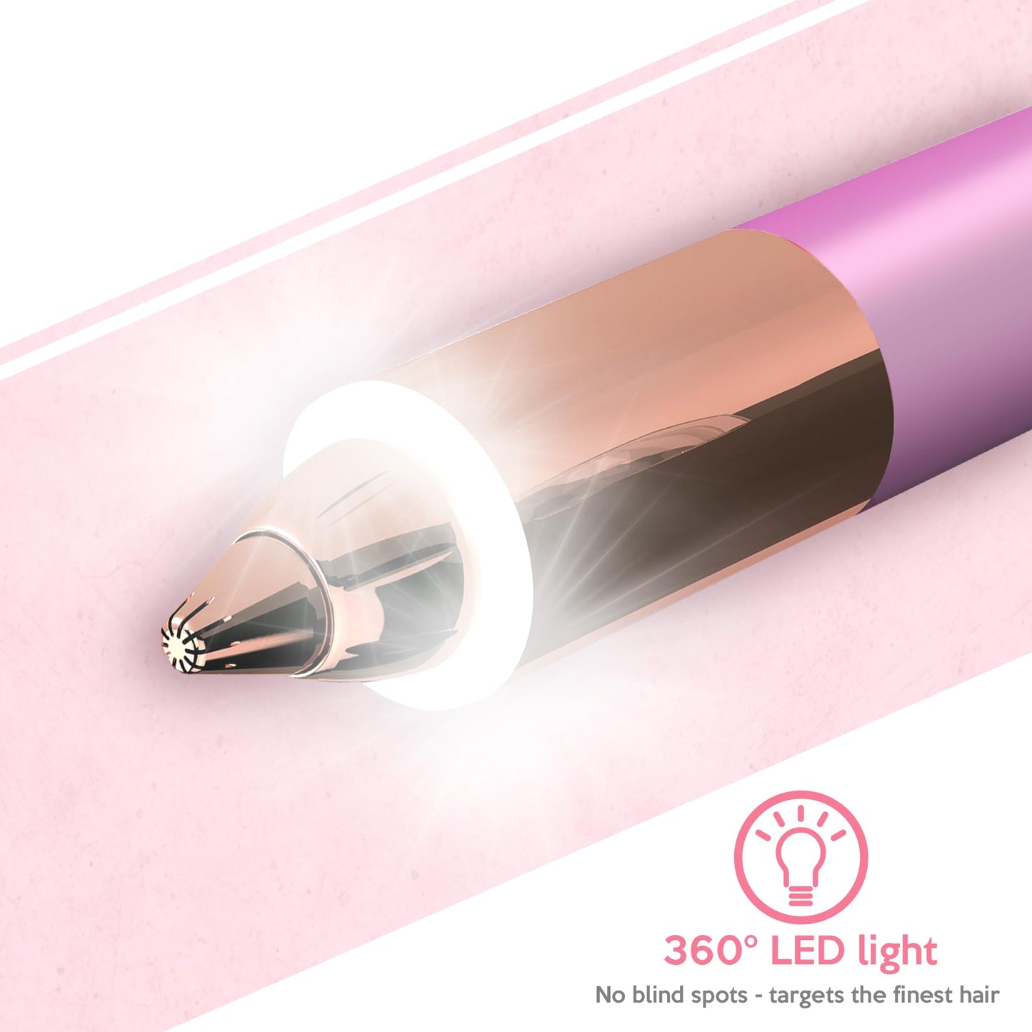 Mini Portable Painless Eyebrow Remover Trimmer for Women, Eyebrow Razor Epilator Pen,18K Gold-Plated Hypoallergenic Precision Pencil-tip. 360° LED Light for Instant and Painless Hair Remover.