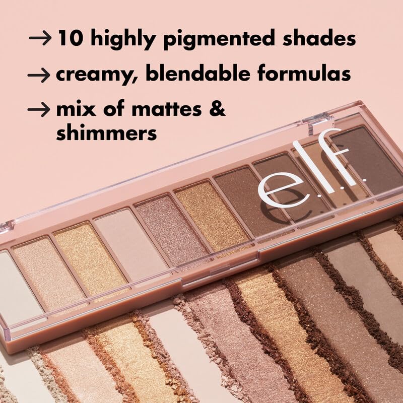 e.l.f. Perfect 10 Eyeshadow Palette - Nude Rose Gold, 10 Shades