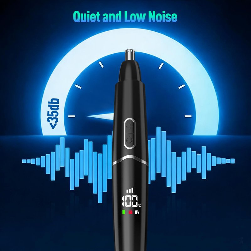Ear and Nose Hair Trimmer with LED Display for Men Women, Painless USB Rechargeable Eyebrow & Facial & Nose Hair Trimmer Clipper, 10000 RPM Precision Tool Professional IPX7 Waterproof Dual Edge Blades