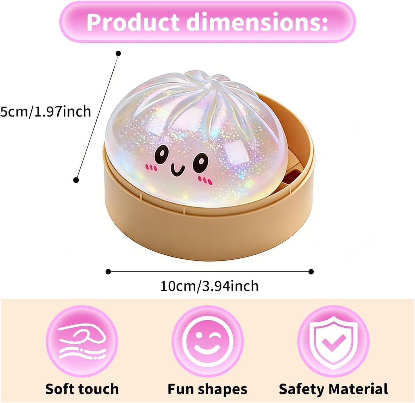 Glitter Dumpling Squishies - Colorful Stress Balls Fidget Toy for Anxiety Relief | Soft Squeeze Decompression Dough