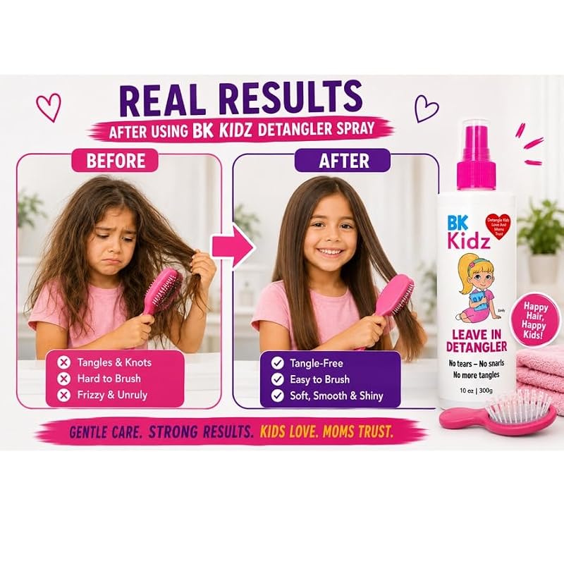 Bonsai Kids Hair Detangler Spray 10oz - Gentle Kids Hair Tamer & Leave-In Conditioner