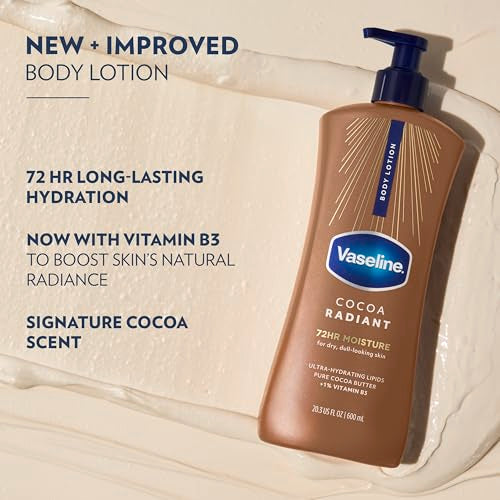 Vaseline Cocoa Radiant Body Lotion for Dry Skin, 20.3oz (3 Pack)