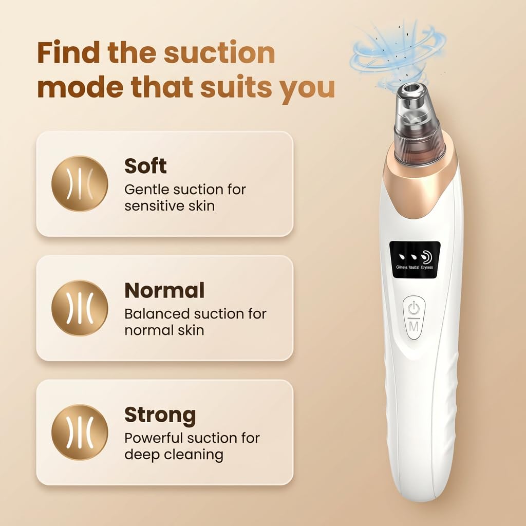 Blackhead Remover for Face, 9-in-1 Pore Vacuum Kit with 5 Probes & 4 Pimple Extractor Tools, Facial Pore Cleaner Vacuum for Nose, Professional Blackhead Suction Tool for Men & Women (Gold)