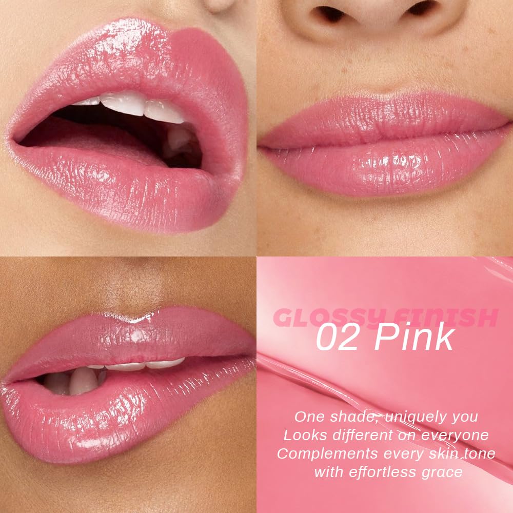evpct Pink Honey Lipstick Tinted Lip Balm, Moisturizing Tinted Lip Oil Stick Lipstick for Older Women, Sheer Lightweight Hydrating Nourishing Shine Tinted Lip Balm Color Gloss Tint Stain, 02 Pink