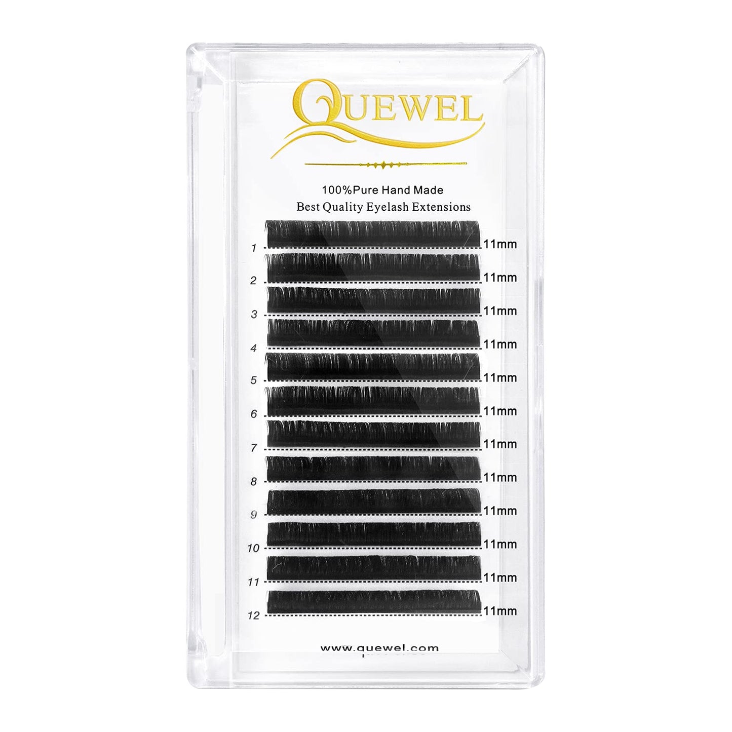 QUEWEL Eyelash Extensions 0.05 Curl 11mm Individual Lashes for Salon Use (0.05 11mm)