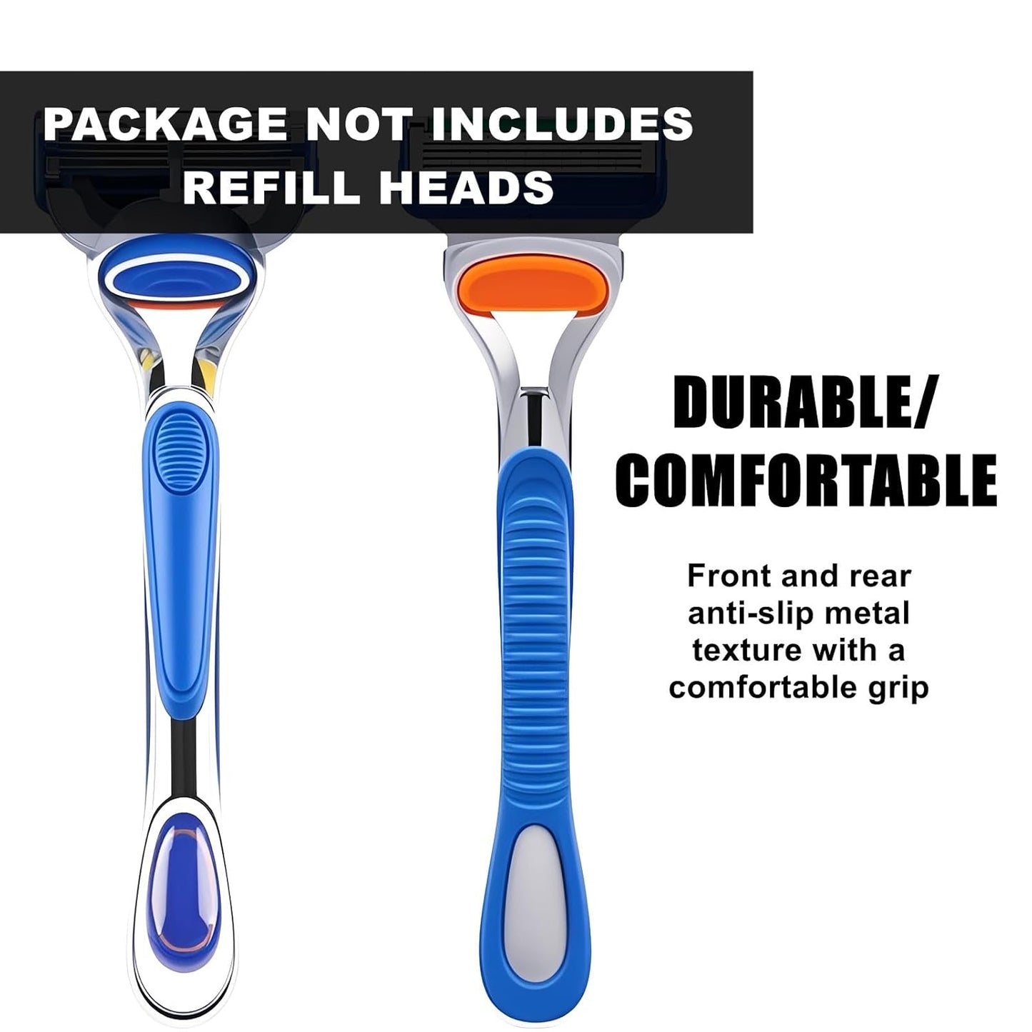 Gillette Fusion 5 Replacement Handle - Ergonomic Metal Design for Comfort | 2-Pack