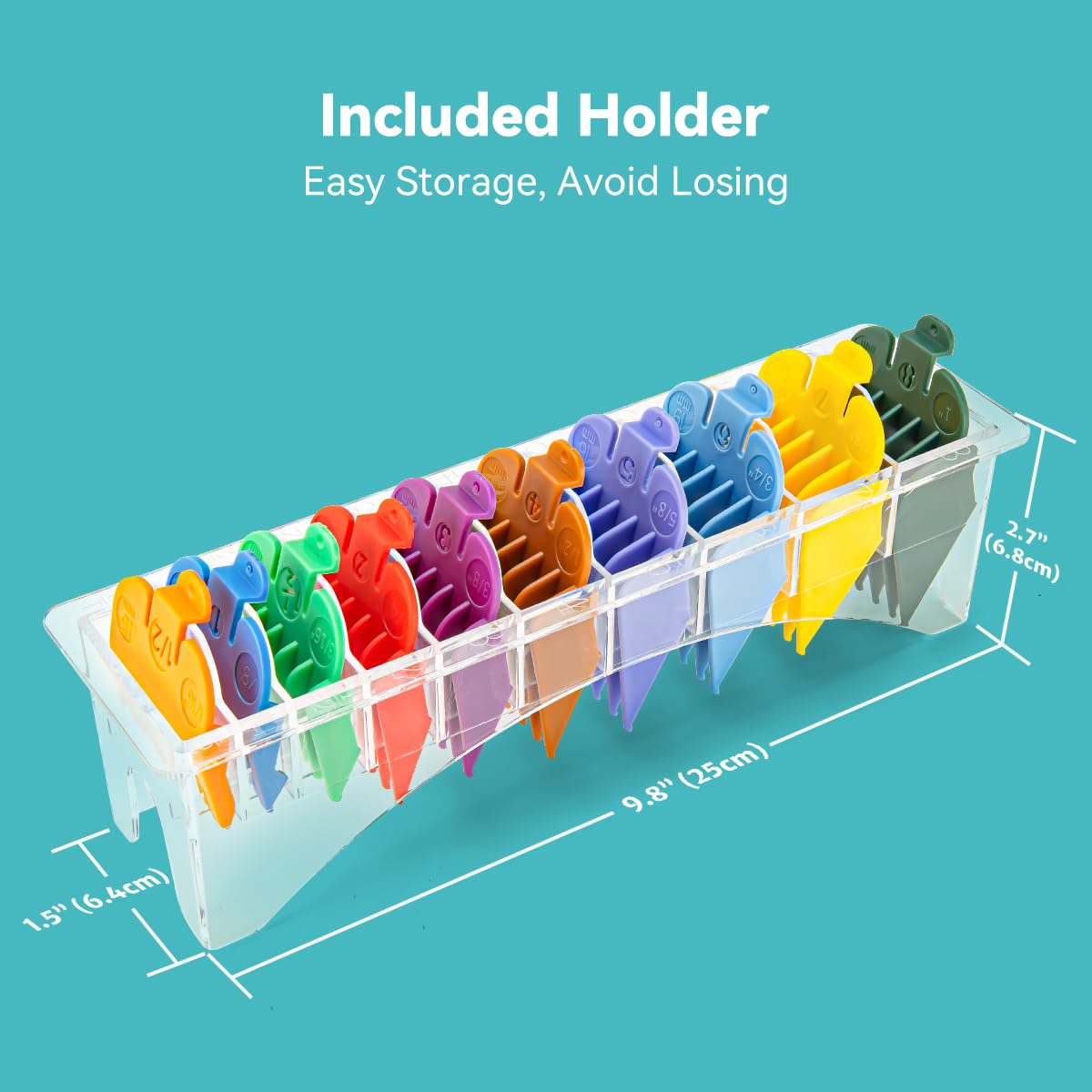 10 Professional Hair Clipper Guards Cutting Guides Compatible with Most Wahl Clippers (Not for All Models) with Organizer, Color Coded Clipper Combs Replacement - 1/16" to 1"