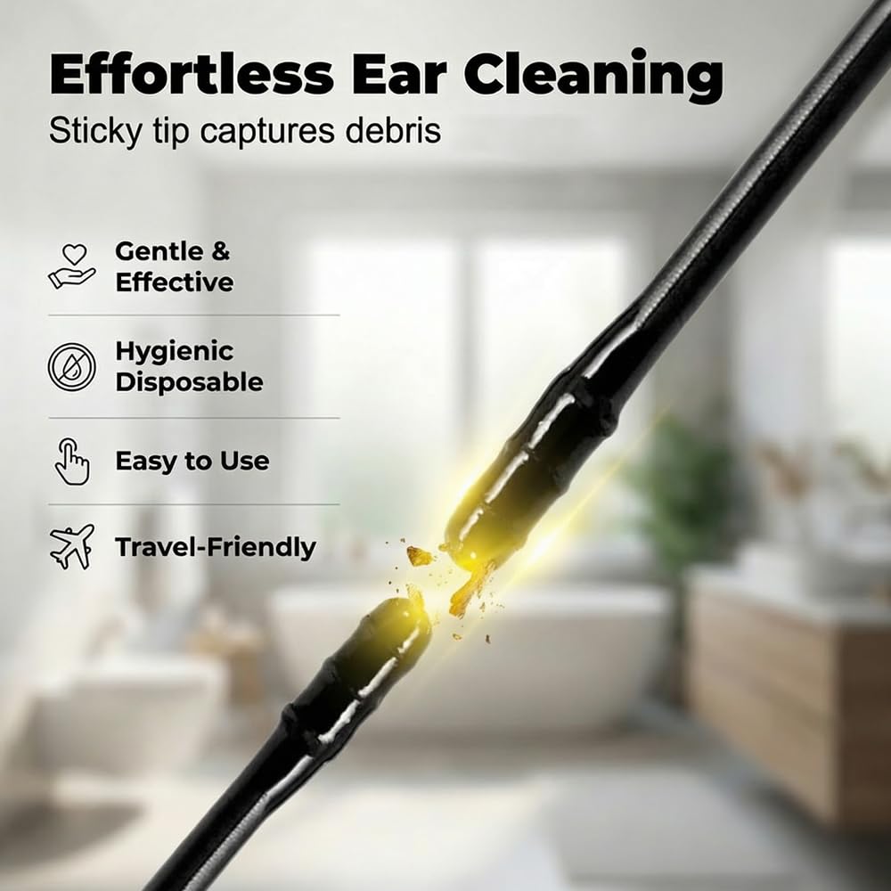 120PCS 6 Sets Family Pack Ear Cleaner, Disposable Sticky Ear Wax Removal Adhesive Swabs, Gentle Ear Cleaning Sticks Tool, Portable Ear Cleaner for Adults & Kids, Suitable for Home, Travel & Daily Use