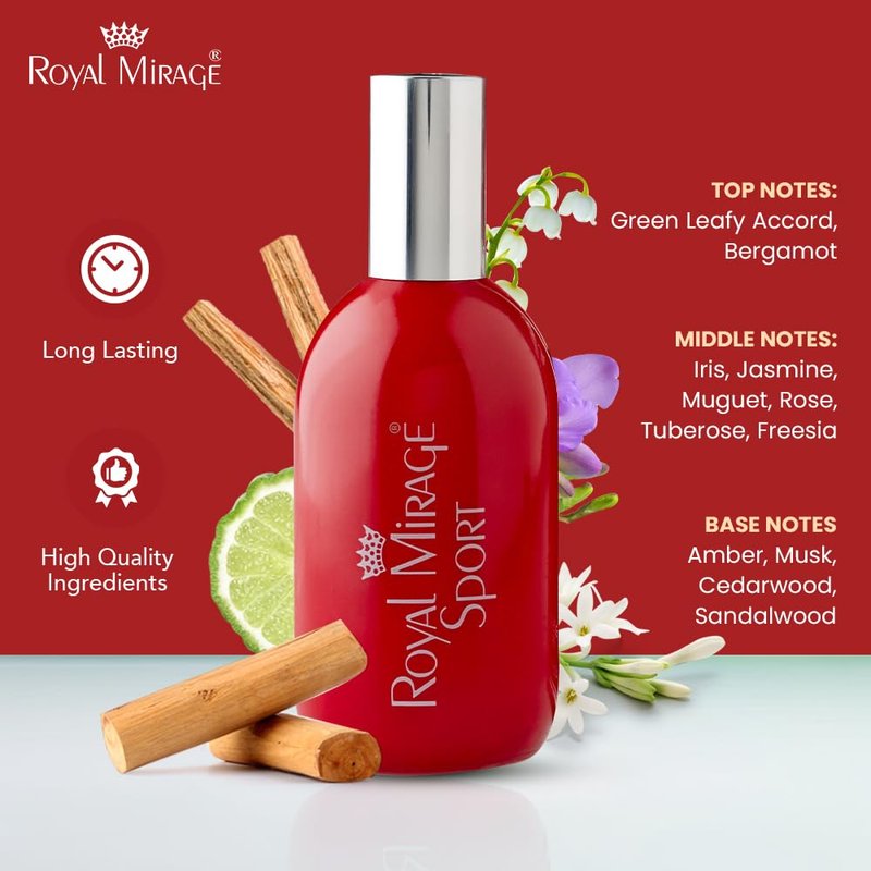 Royal Mirage Sport Eau de Cologne - Unique Fresh Green & Floral Fragrance Spray - 120ml (4 oz) Long-Lasting EDC - Authentic Heritage Scent