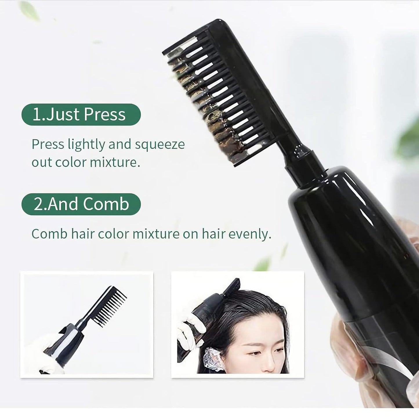 Light Golden Brown Hair Dye Shampoo - Permanent Gray Coverage for Women & Men | 3-in-1 Easy Comb Application