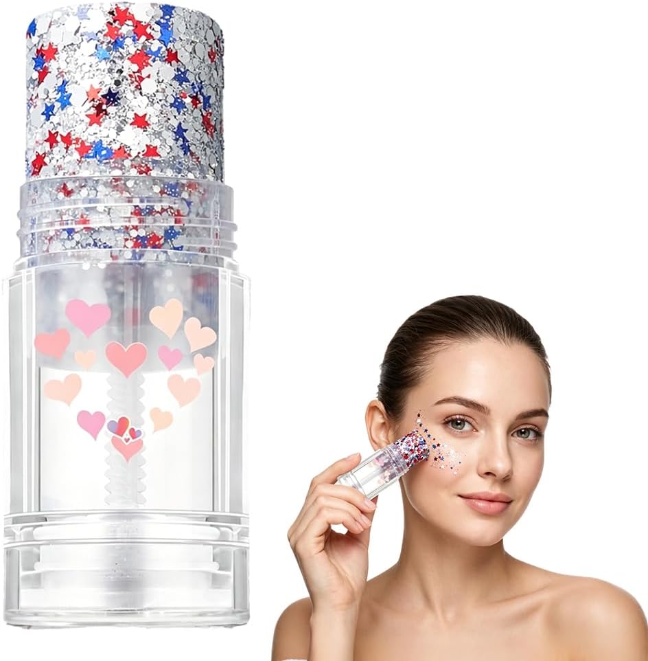 Patriotic Hair Glitter Stick - Red, White & Blue Sparkle for Body & Hair | Perfect for Fourth of July Celebrations