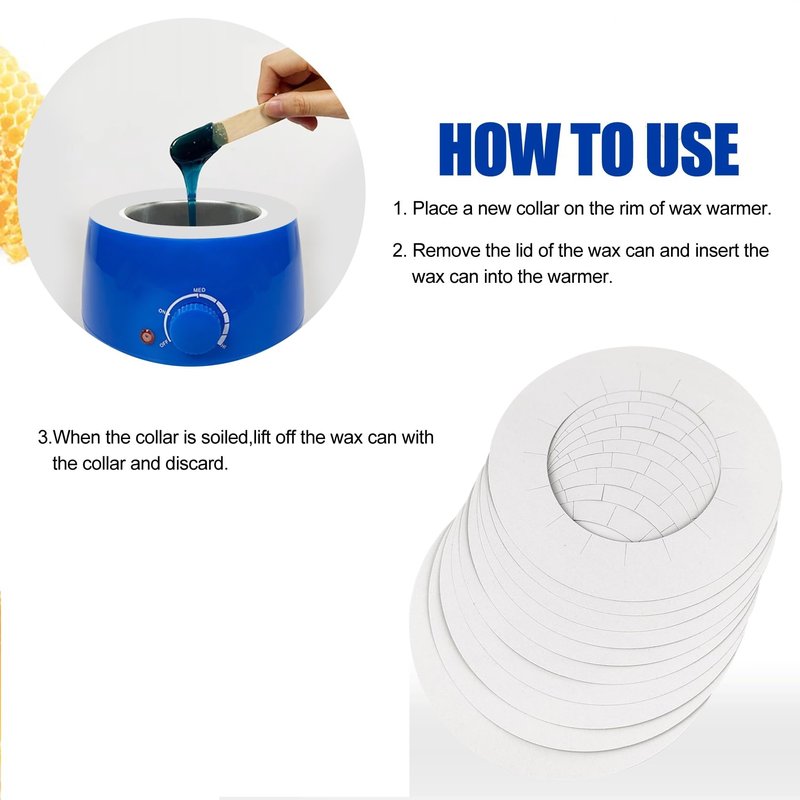 20 Pieces Clean Collars for Wax Warmer, Wax Universal Protective Collors for Wax Can, Waxing Supplies (White, 20 Pack)