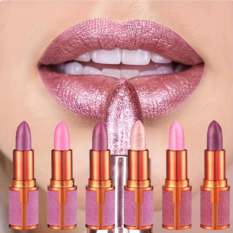 LIONDANCE Metallic Glitter Lipstick - Pink Harmony Shimmer Lip Color