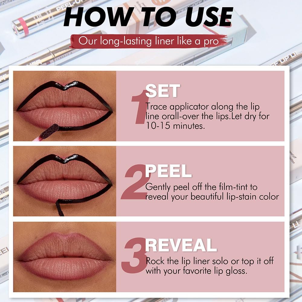KXmzeG Matte Lip Stain Peel Off Lip Gloss,Liquid Peel Off Lip Liner Stain,Brownish Red Lip Stain Long Lasting Waterproof & Smudge-Proof, Transfer-Proof Lip Gloss (03#, Pack of 1)