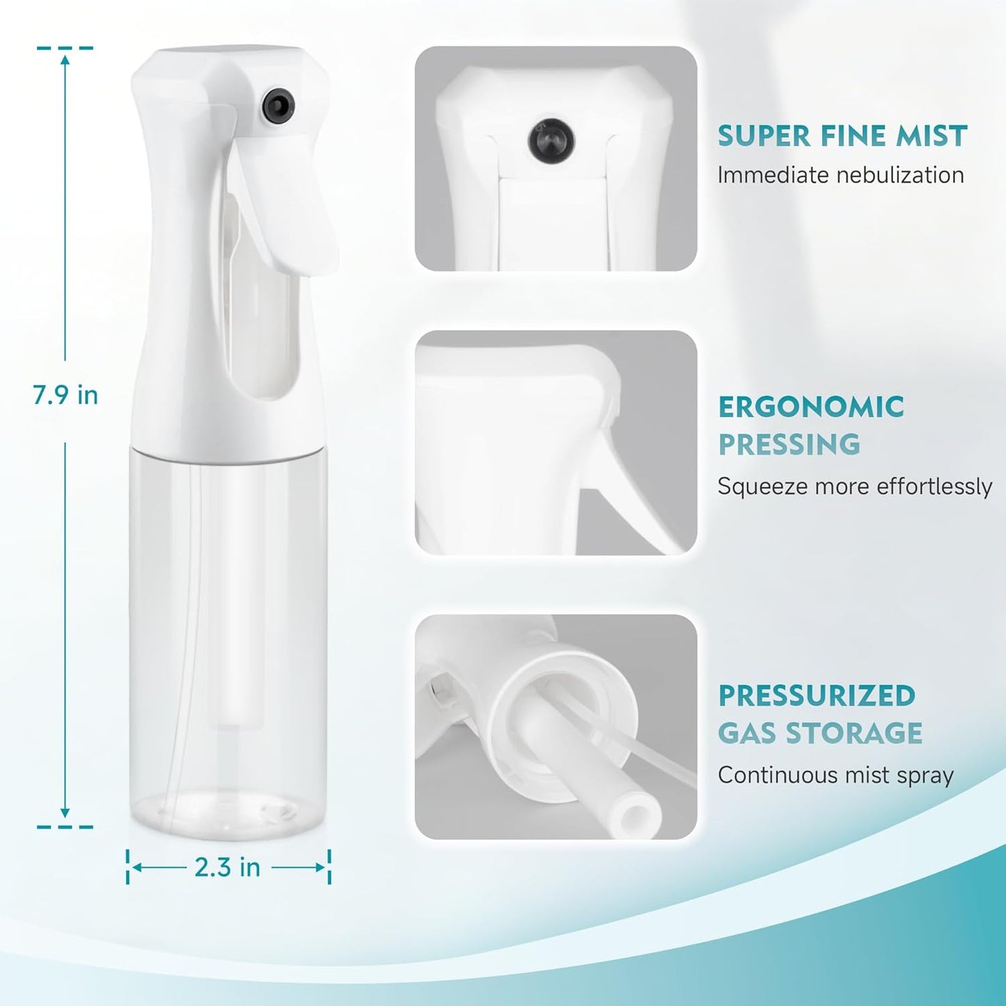 Continuous Spray Bottle - 6.8 OZ Ultra-Fine Mister for Hair, Plants & Cleaning | Versatile 1 Pack