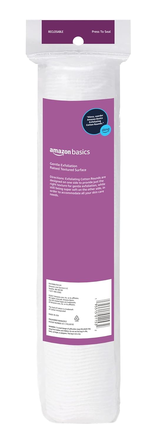 Exfoliating Makeup Remover Cotton Rounds - Dual-Sided Textured, 100 Count