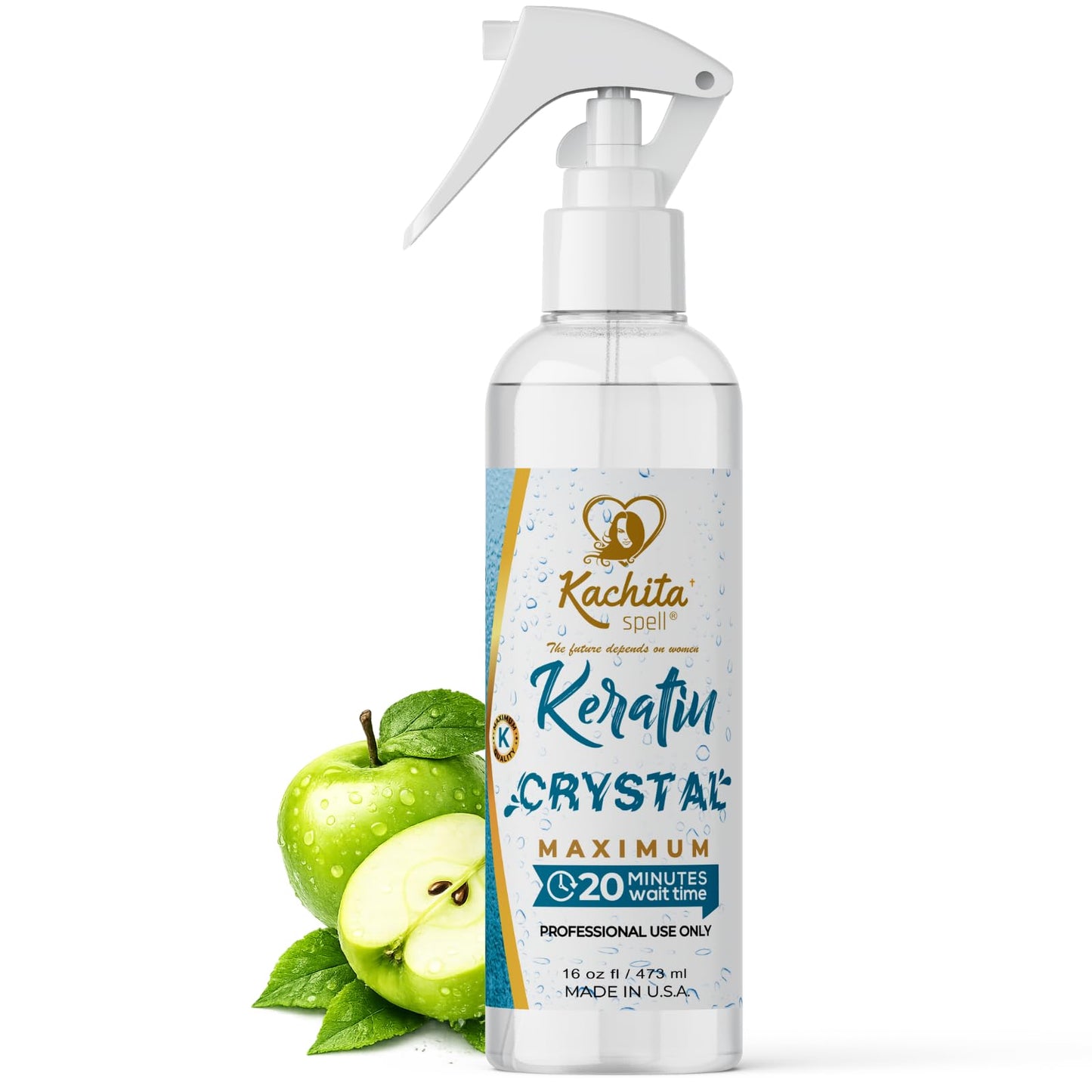 Kachita Spell Keratin Crystal Maximum 20-Minute Express Keratin Hair Straightening Treatment Spray for Long Lasting Blowouts, Home & Professional Use, Keratina / Queratina en Spray, 16 fl oz