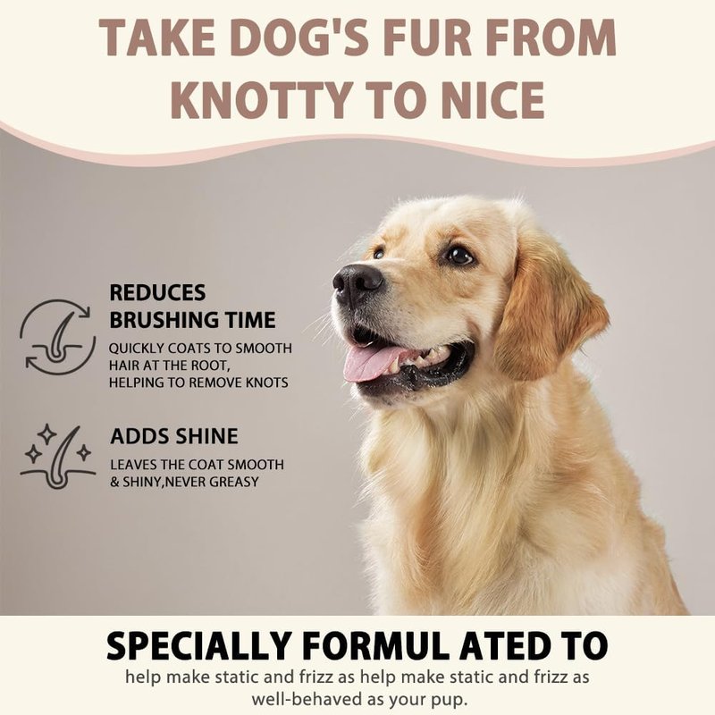AOMIG Dog Detangler Spray - Natural Leave-In Conditioner for All Coat Types | Coconut Scent, 6.7 Fl Oz