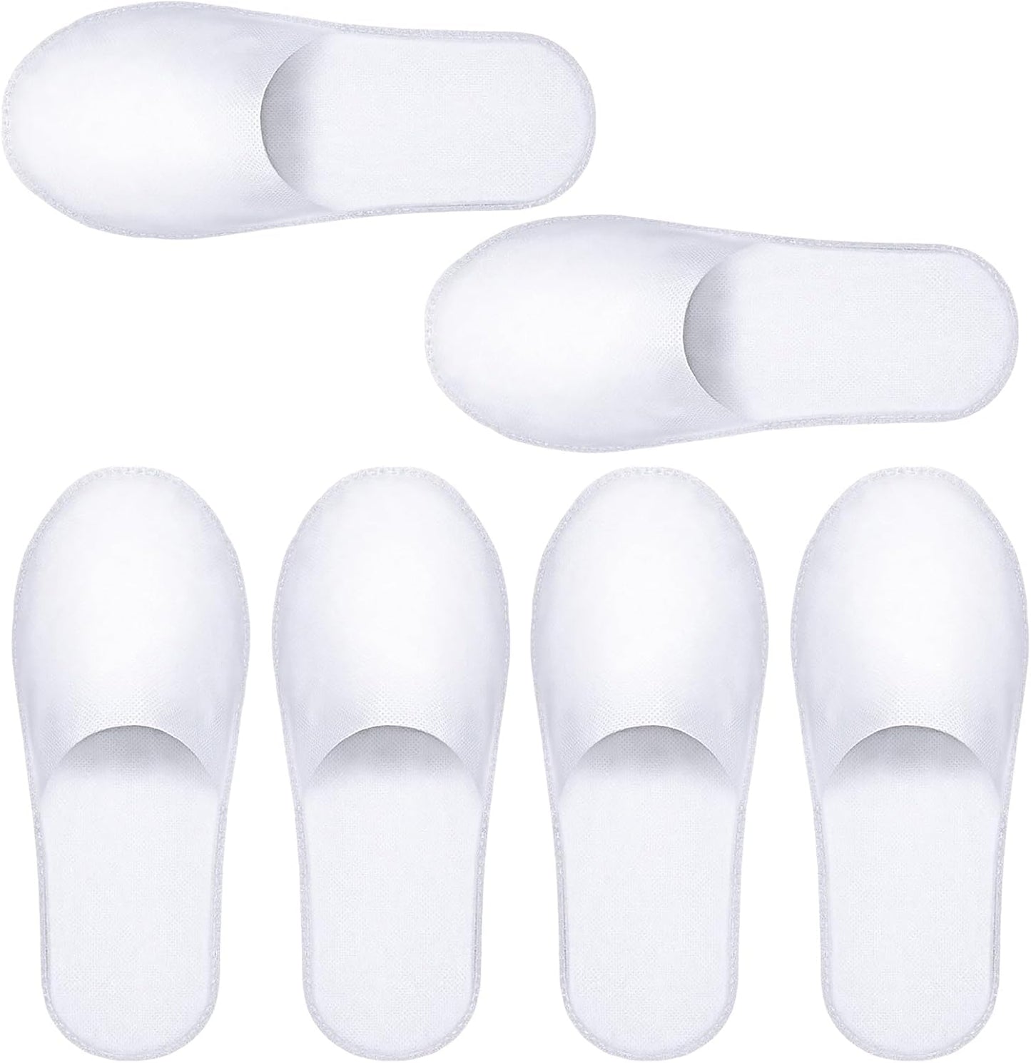 Disposable Guest Slippers - Non-Slip Travel Slippers for Hotel & Spa | 3 Pairs, Unisex White