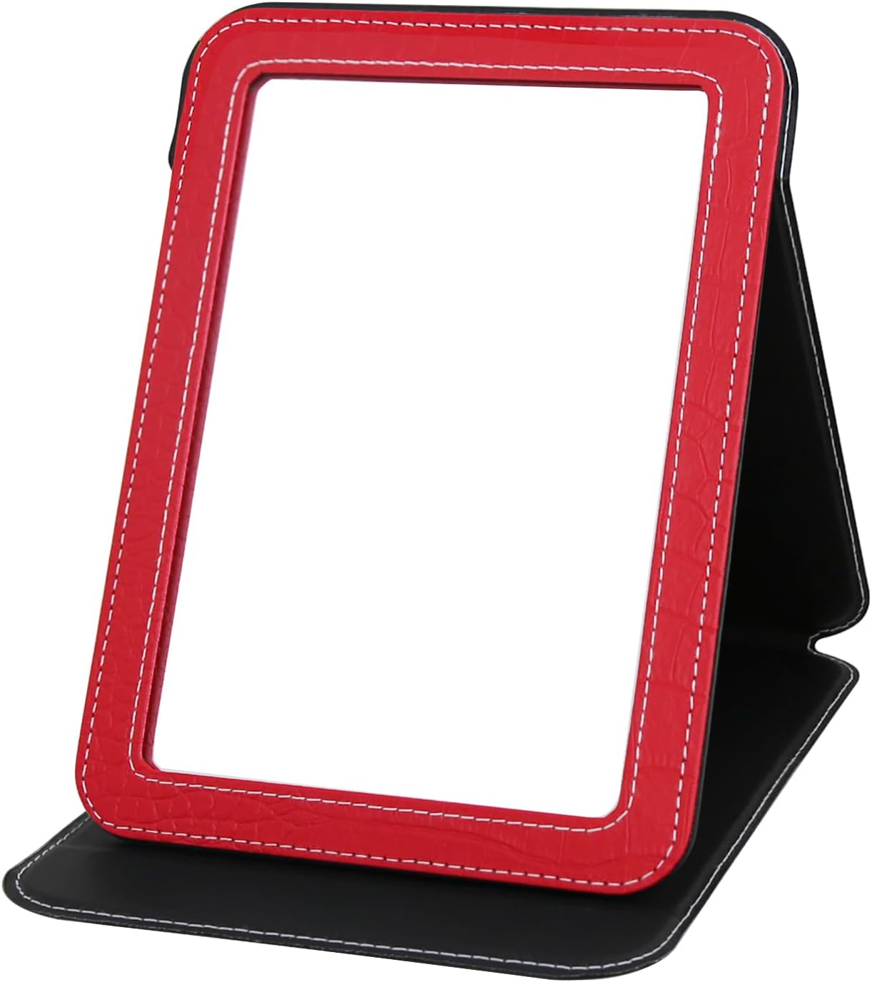 Foldable Desk Mirror - Blue Adjustable Angle Travel Mirror with PU Edge Cover | 6.5×8.9”