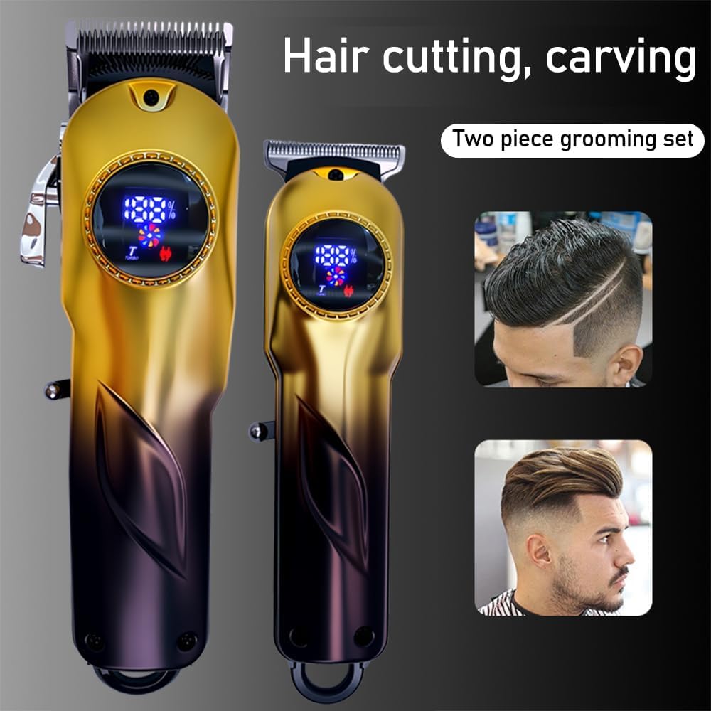 Professional Hair Clippers for Men, Cordless Hair Clippers & Hair Trimmer Set, Barber Clippers for Hair Cutting with LCD Display Clippers for Men Father (Gradient)