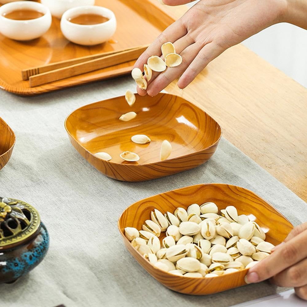 8Pcs Imitation Wood Grain Sauce Dishes Multifunctional Food Plates for Sauces Snacks and Dipping Material for Home Kitchen Parties Bbqs and Picnics