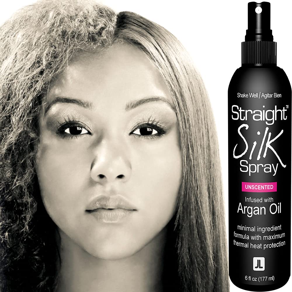 Silk Spray with Moroccan Argan Oil - Heat Protectant & Detangler | Alcohol-Free, Unscented | Up to 450°F (6oz)