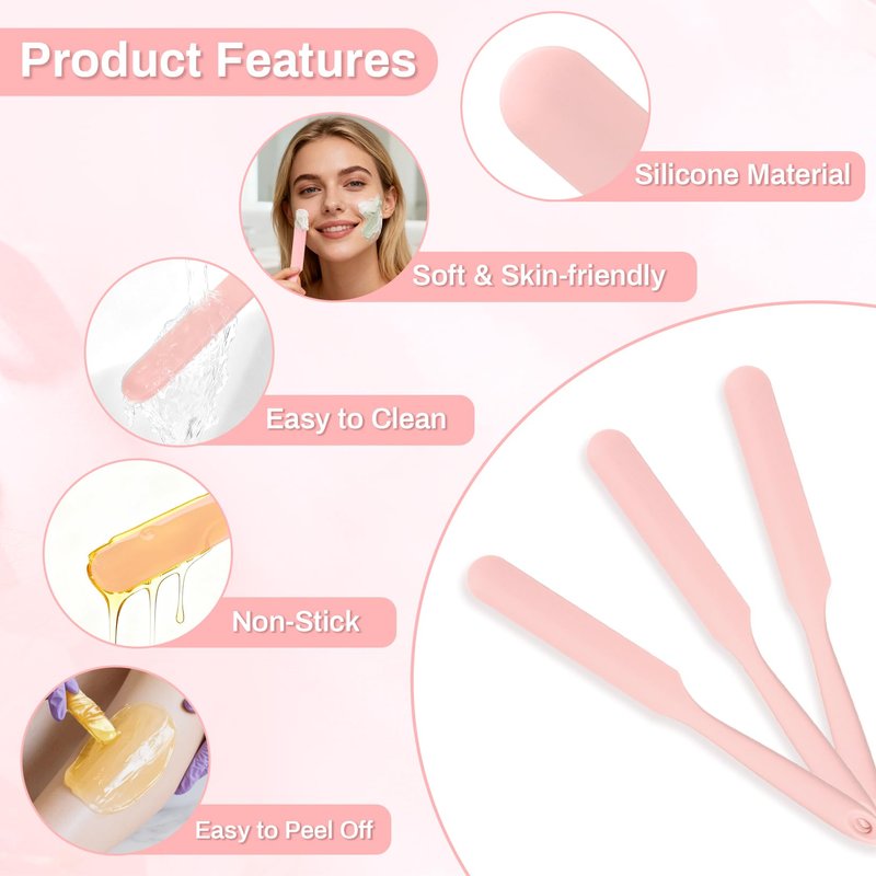 RAQEHO Non Stick Wax Spatulas - 3 Reusable Silicone Wax Stick Applicator for Face Boby Hair Removal Waxing Accessories Removal Product Esthetician Supplies Professional For Home Beauty Salon Use.