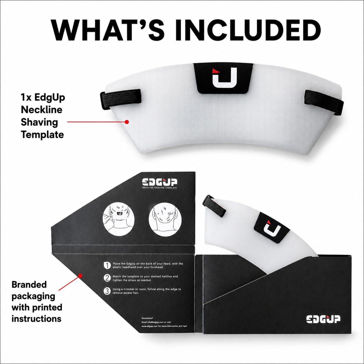 EdgUp Neckline Shaving Template for Men – Hands-Free DIY Haircut & Fade Guide, Flexible Silicone Neckline Trimmer Stencil, Original Since 2012