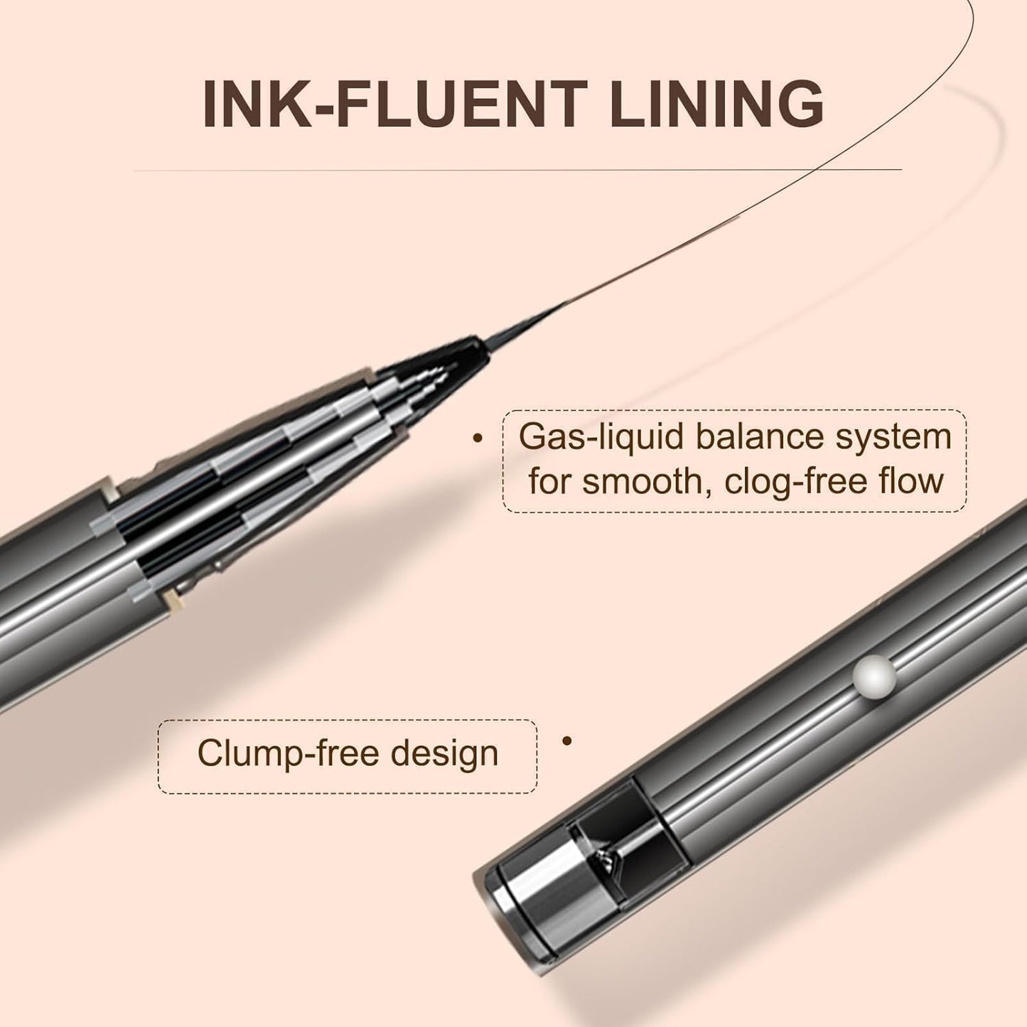 Ultra-Fine Liquid Eyeliner - Precision Tip, Smudge-Proof & Waterproof | Ideal for Hooded Eyes (#01 Black)