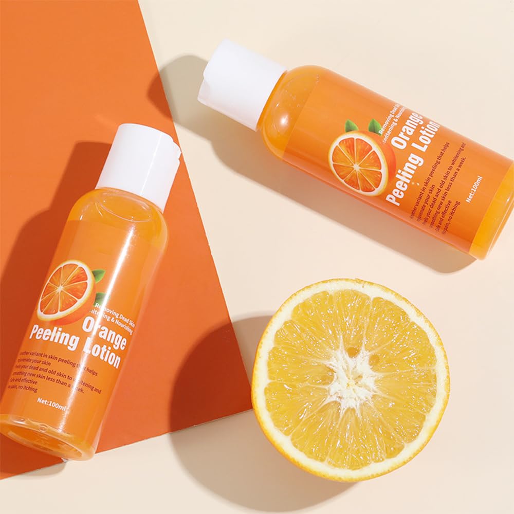 2PCS Orange Peeling Lotion, Body Peeling Lotion, Instant Exfoliation Dead Skin Remover Peeling Gel for Skin Body Face Neck Knees Foot