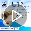 G.B.S Gents Heavy Duty Black Ceramic Shaving Bowl Mug with Natural Shave Soap - Pommel Handle, Black