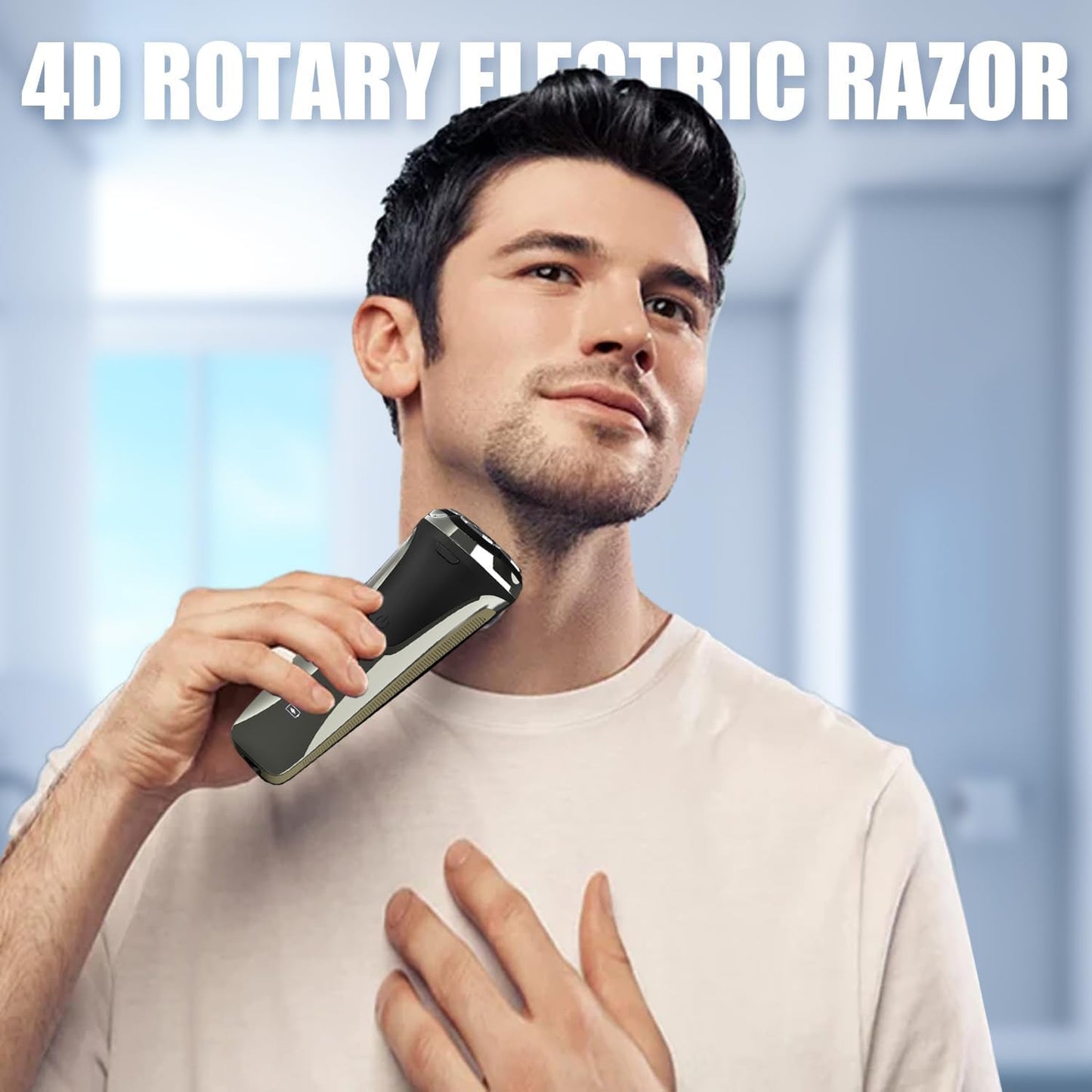 Snapbuy Electric Razor for Men, Electric Razor Pro, Ipx7 Waterproof Cordless Shaver with 90-Min Runtime, 4D Floating Head Rotary Shaver, Fast Charging (Black)