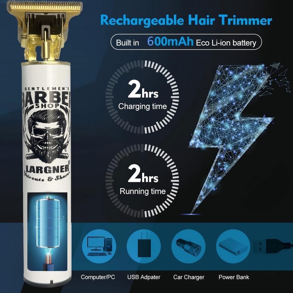 Professional Hair Clippers for Men - Cordless T-Blade Trimmer | Rechargeable Beard & Hair Cutting Tool