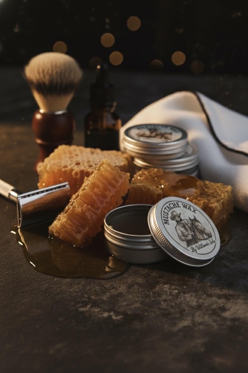 William's Solo Mustache Wax - Strong Hold Mustache Wax - 1 oz tin - No Added Dye or Fragrence