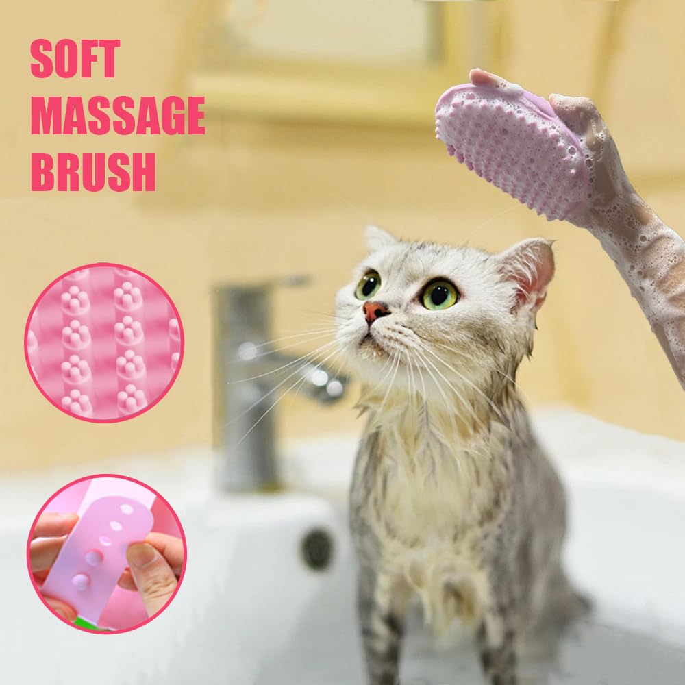 Cat Brush for Shedding - 5-Piece Set for Long-Haired Cats & Small Dogs | Pink Matted Fur Comb