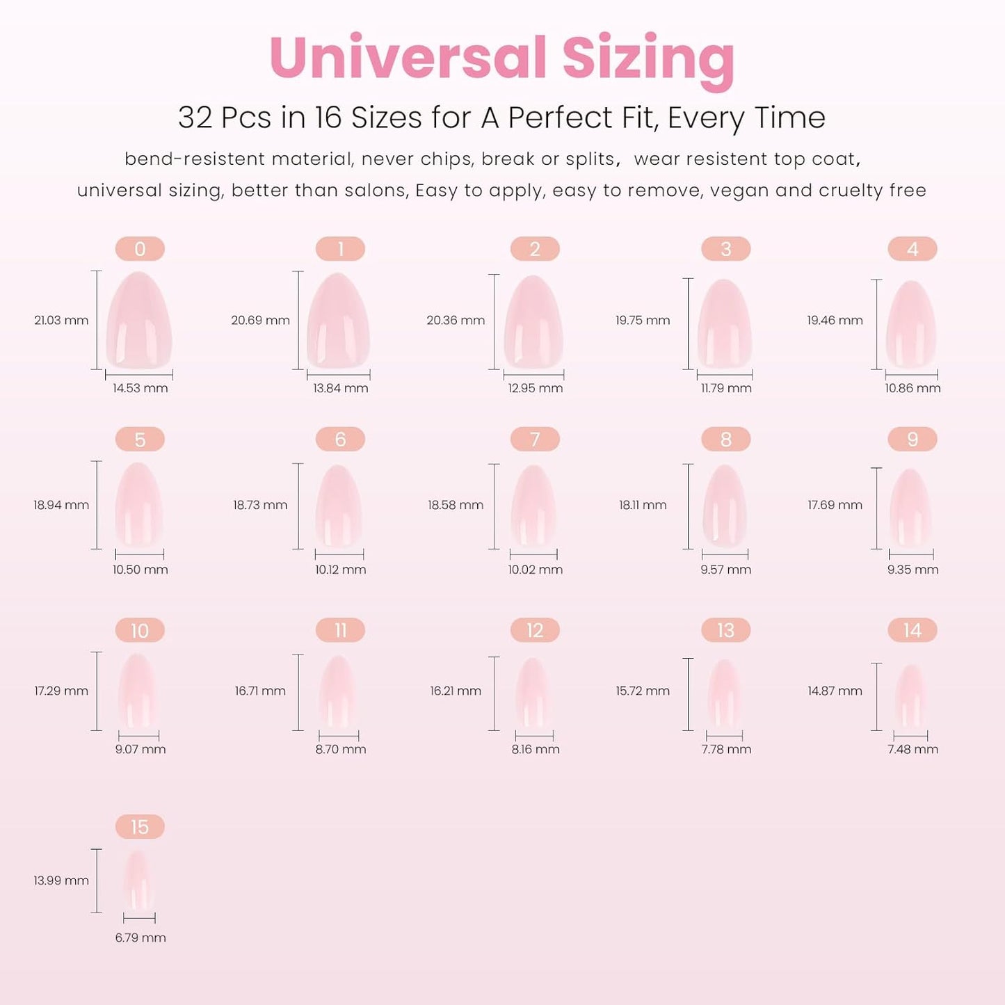 Press On Nails | Soft Pink Short Almond Glossy Finish | 32-Piece Reusable Nail Kit with Glue - Perfect Manicure Gifts for Women