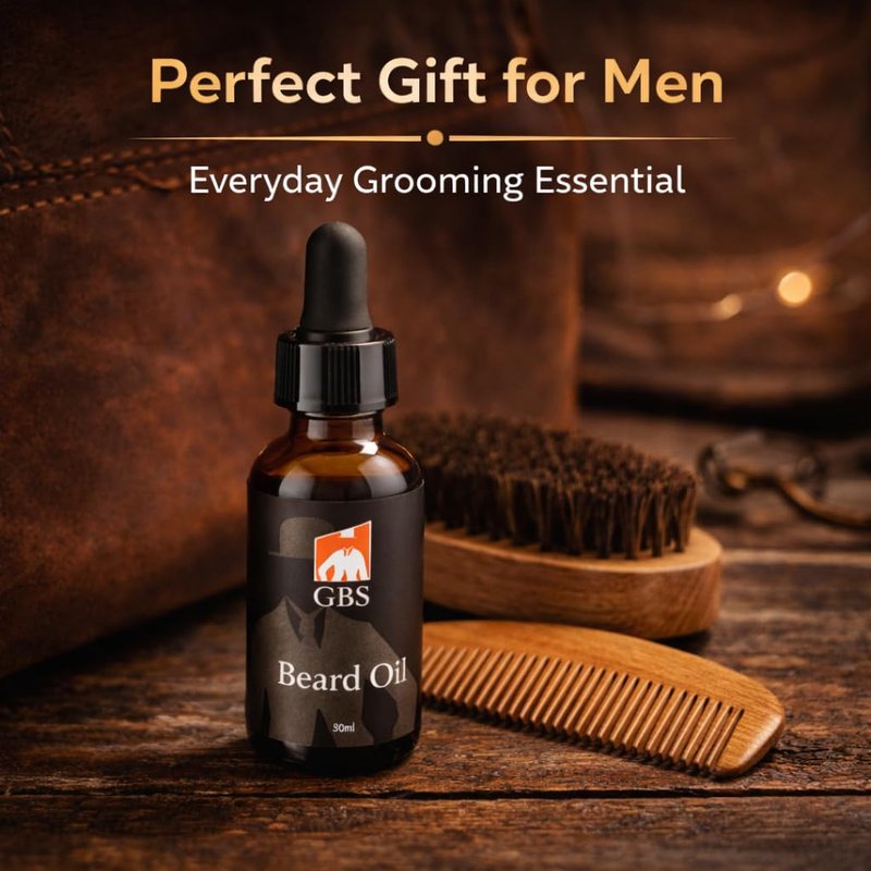 G.B.S Men’s Beard Oil with Glass Dropper - Natural Conditioning Oil for Softening & Moisturizing (1 oz)