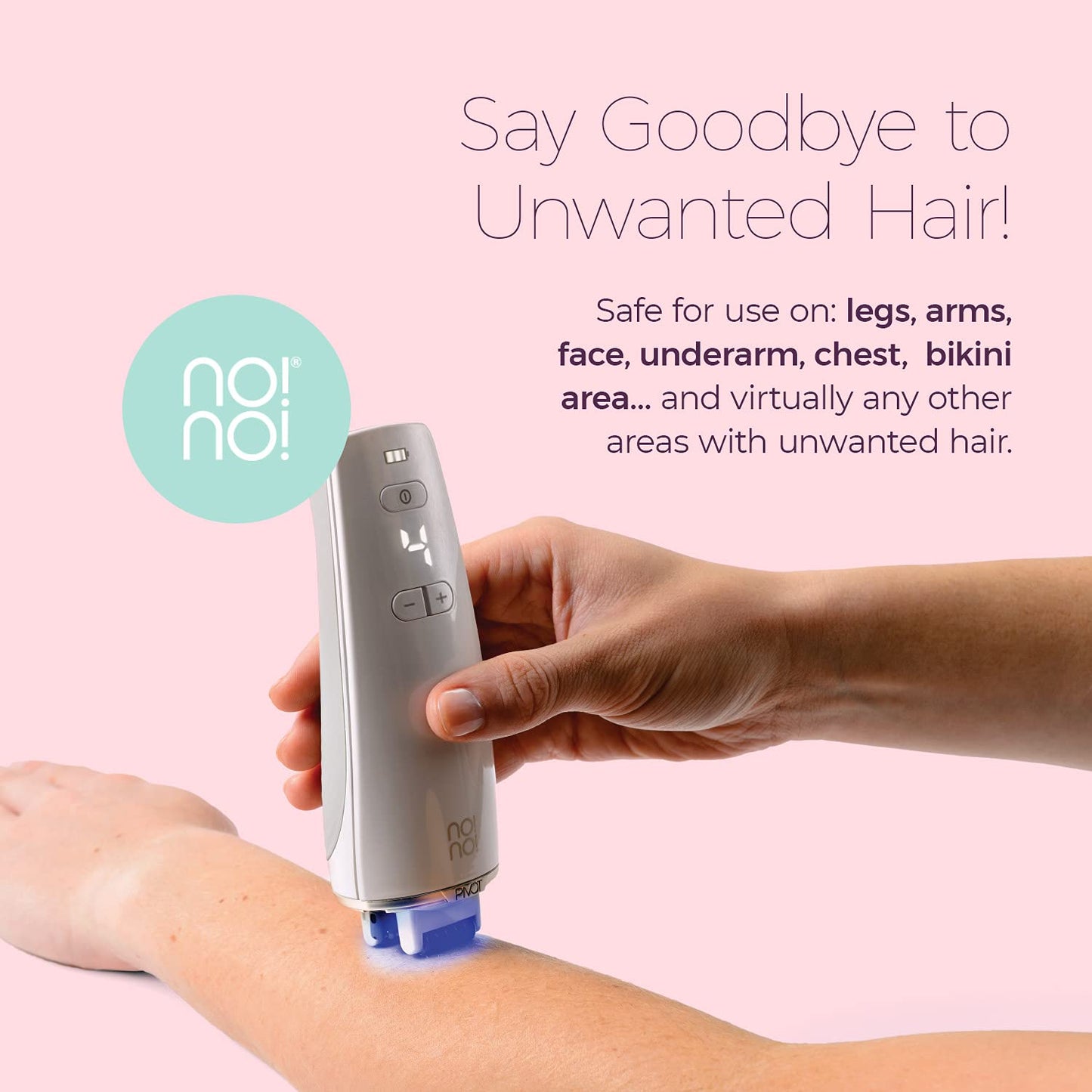 Pivot by No!No! The Ultimate Hair Removal System for Face and Body - Works Easily and Painlessly for Long Lasting, Semi-Permanent Results