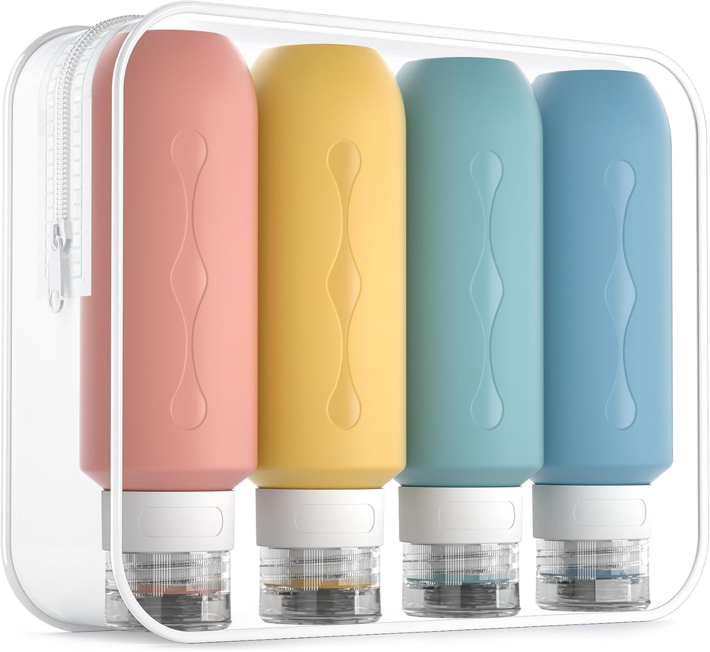 Travel Bottles for Toiletries - TSA Approved 3oz Leak-Proof Containers | BPA-Free Refillable Liquid Accessories (4 Pack)