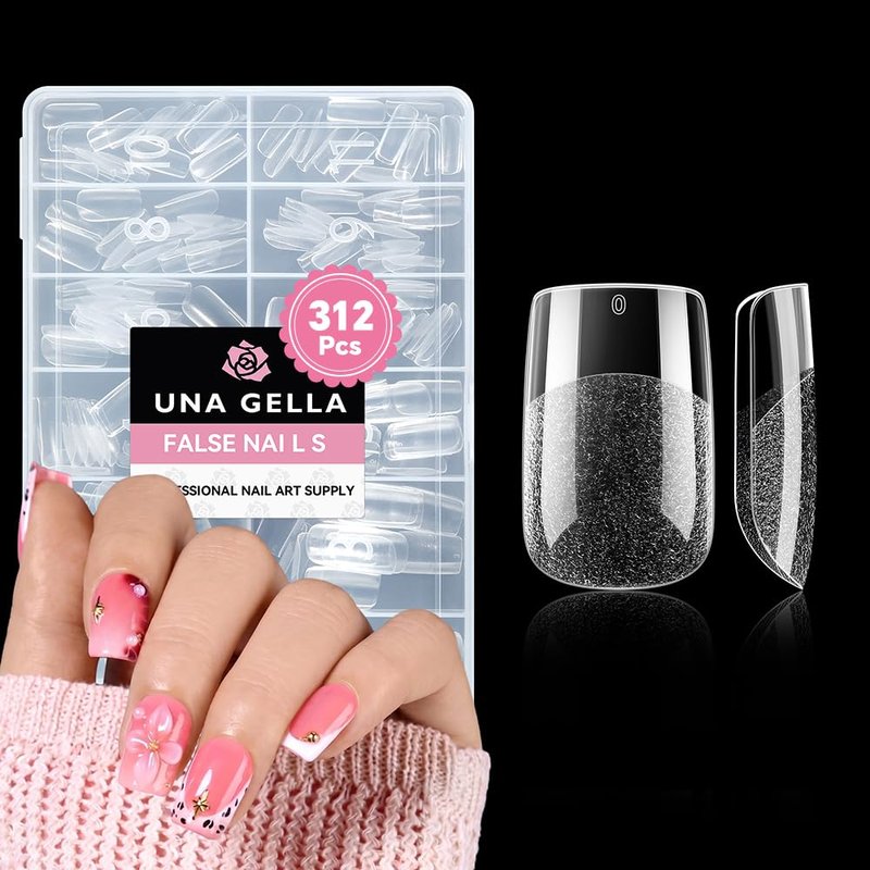 Short Square Gel Nail Tips - 312pcs Soft Gel Fake Nails for Full Cover Acrylic | 12 Sizes for DIY or Salon Use