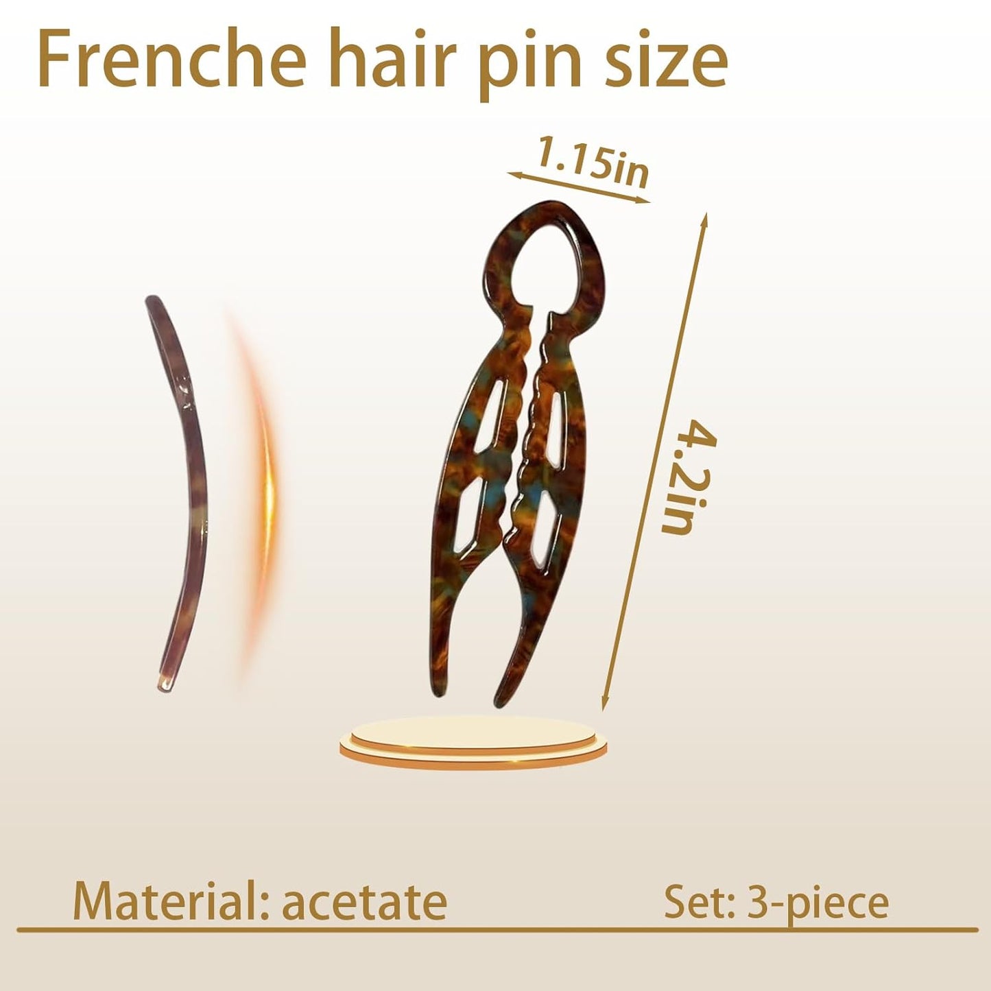 Prestige French Hair Pins - 5PCS Set for Thin & Thick Hair | Double-Notch Locking Mechanism