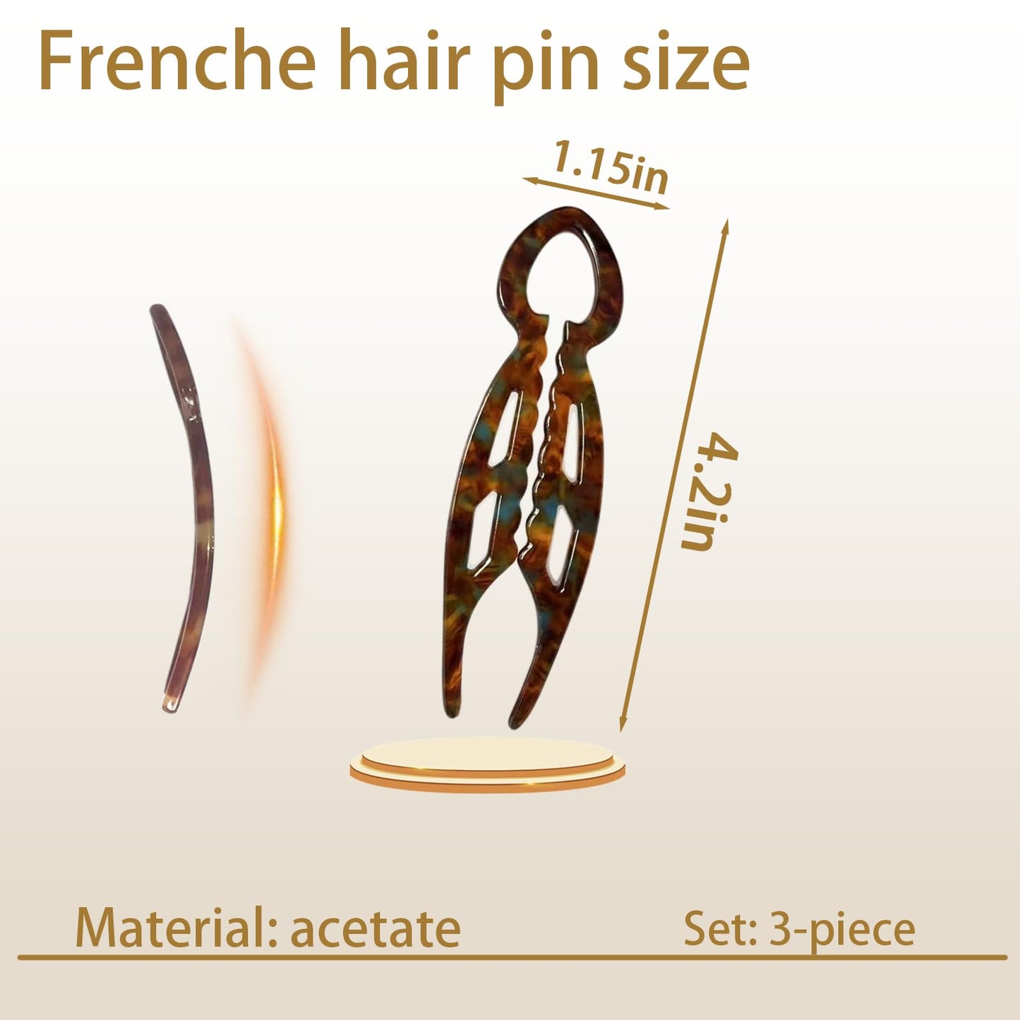 5PCS Prestige French Hair Pin,Prestige Hair Pin for Thin Thick Hair,Double-notch Locking Mechanism Anti-loosening Women Hair Accessories (light)