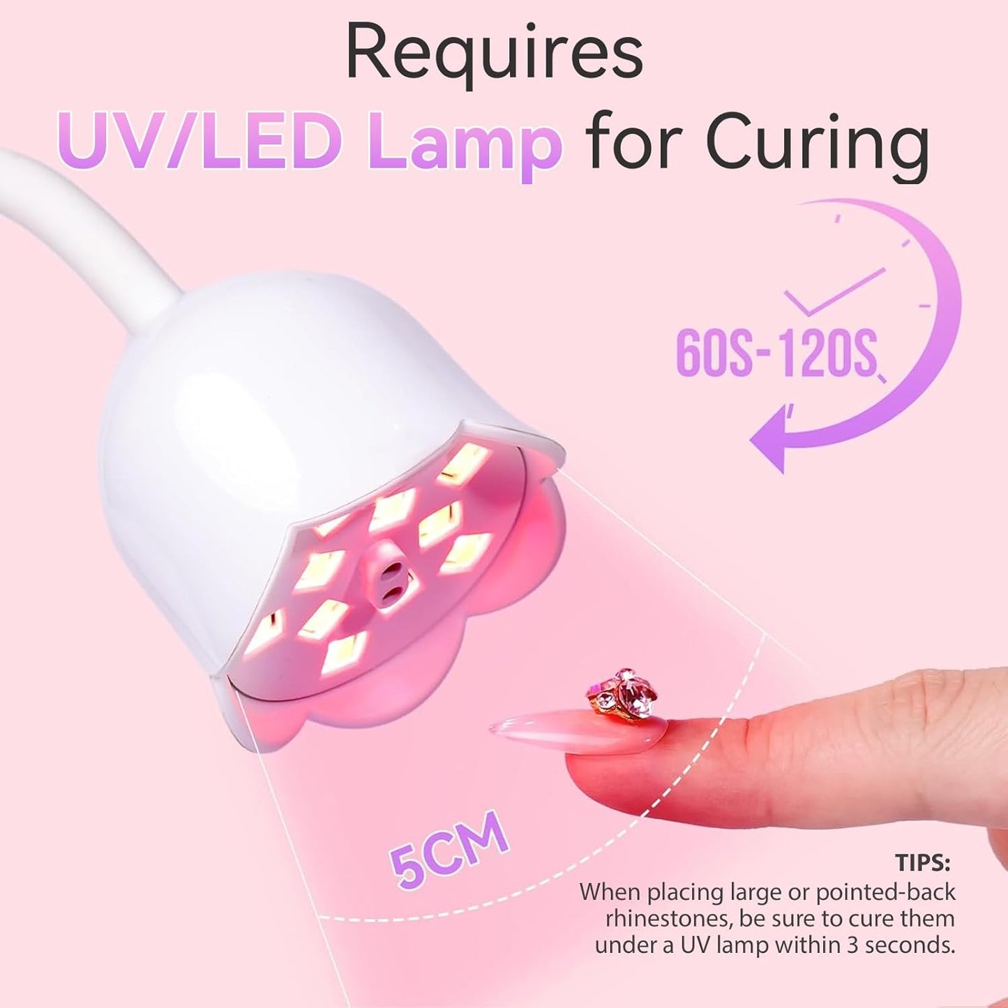 Rhinestone Nail Glue - Super Strong Gel for Nail Charms & 3D Art | 30ML UV Cured Bling Adhesive
