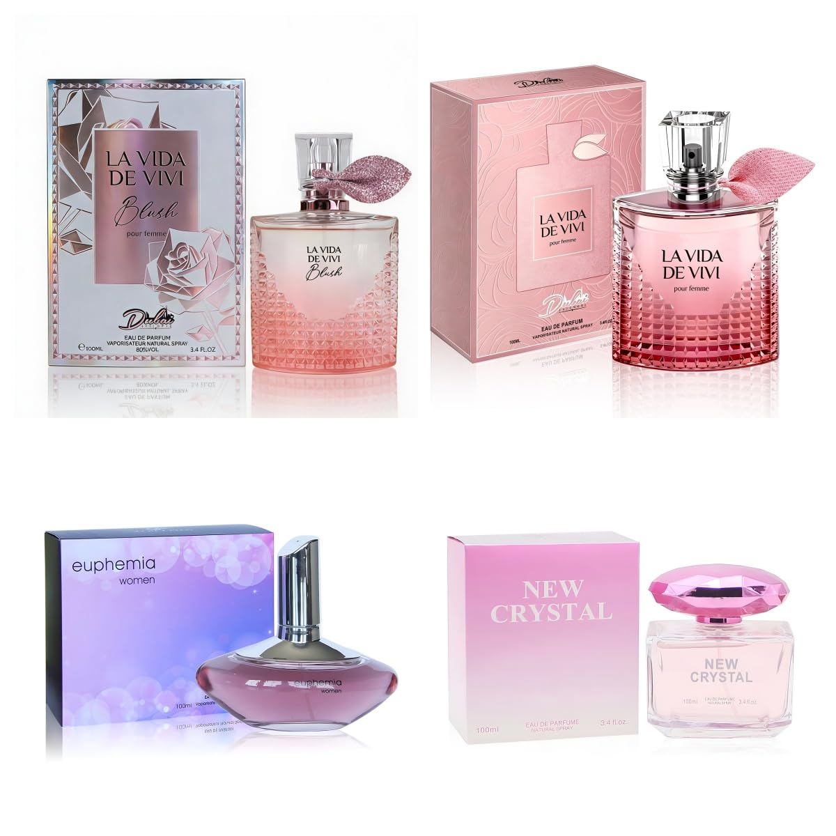 4PCS Women's Perfume Gift Set - Sweet Fruity Vanilla Scents | 3.4 Fl Oz Each