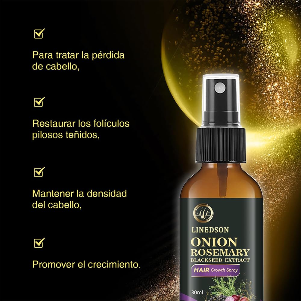 Hair Growth Spray - Rosemary, Onion & Black Seed Formula for Hair Loss Control | Nourishing & Strengthening