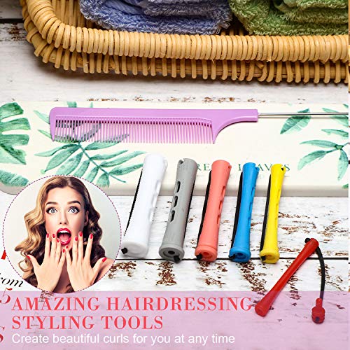 WILLBOND Hair Perm Rods Set - 72 Plastic Curling Rollers with Comb